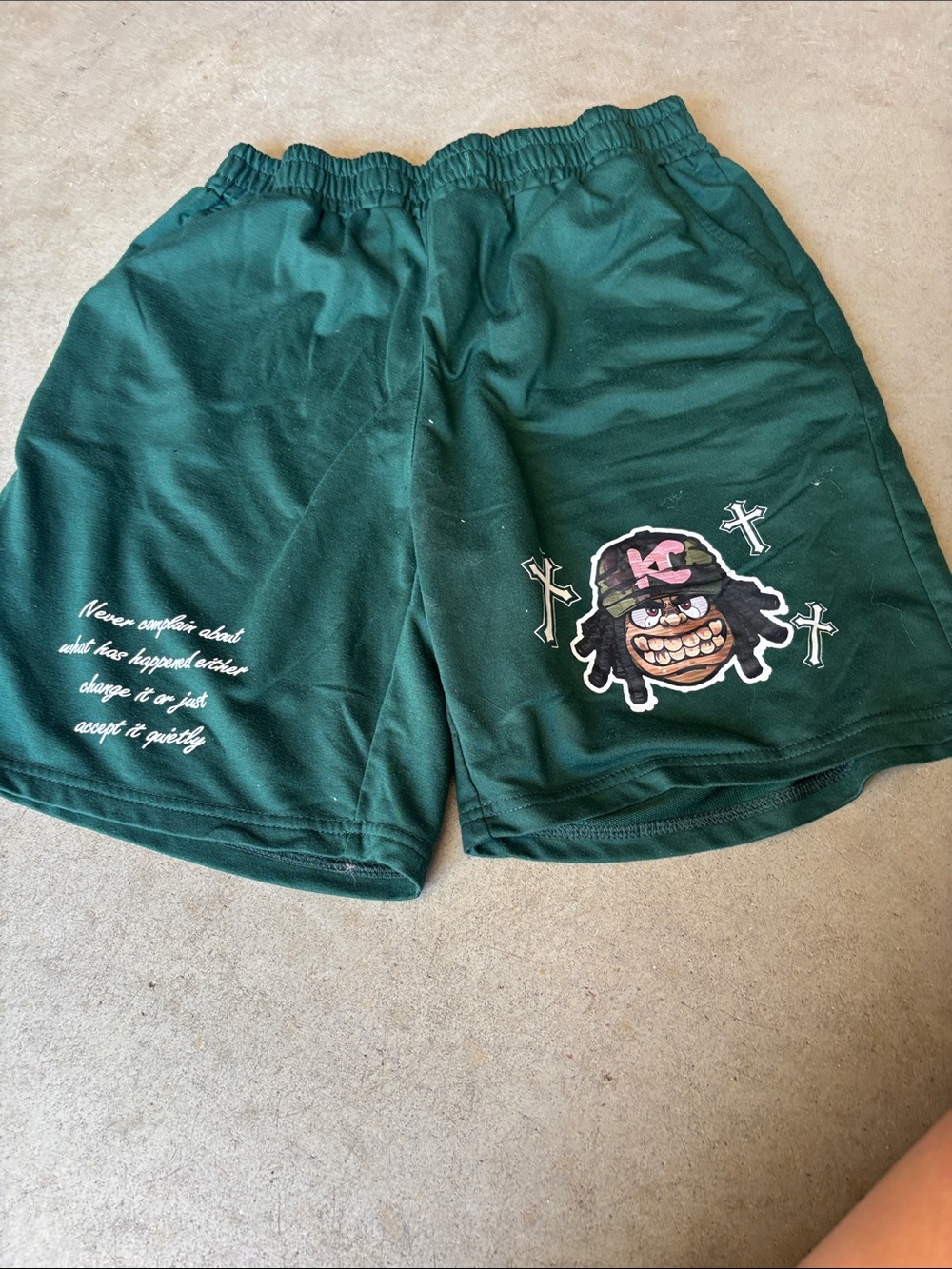 Men's Dark Green Graphic Athletic Shorts